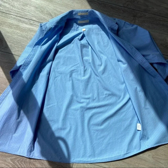 Michael  Kors Blue Striped Button Down Dress Shirt - Picture 11 of 14